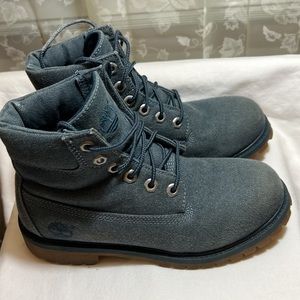 Boys Unisex Blue Denim Timberland Shoes Boots Size 4.5